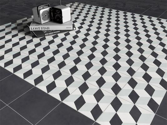 20x20cm Black Gray Keramik Rustik Tile untuk Lantai Indoor