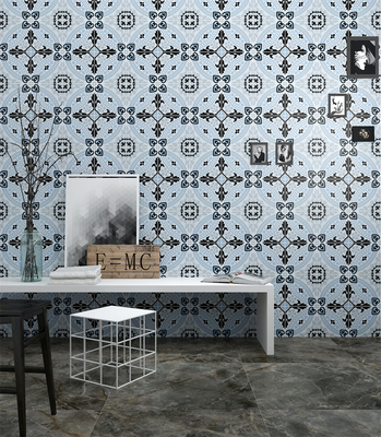 No Fade Biru 200x200mm Flower Keramik Genteng Untuk Dekorasi Dan Peti dinding tahan aus Untuk kamar mandi