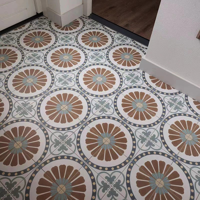 Brown dan biru tahan goresan 200x200mm lantai ubin untuk dapur dan tahan lama keramik rustik ubin untuk kamar tidur