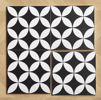Putih Dan Hitam 200x200mm Keramik Genteng Rustik Untuk Ruang Tamu Dan Peti Dinding Tahan Pakai Untuk Balkon