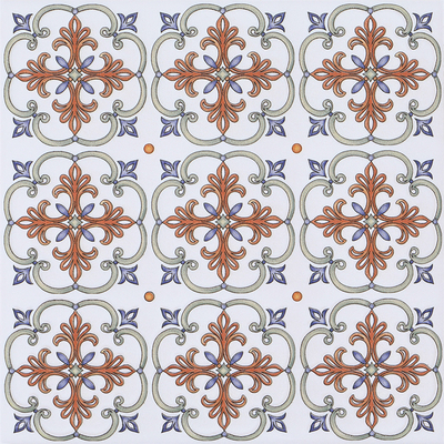 Encaustic Putih Dan Merah Wall Floret Keramik Rustik Jubin 200x200mm Untuk Dapur Dan Ruang Makan