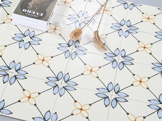 Beige 20x20cm Waterproof Interior Floor Flower Keramik Rustic Tile Untuk Kamar Mandi Dan Karpet awet Untuk Dapur
