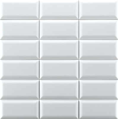 Kotak Bevelled Putih 75x152mm Keramik Tembok Glossy Kotak Roti Untuk Kamar Mandi dan Dapur