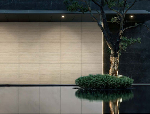 Batu kapur Cahaya Kuning Mat Antique Curtain Wall Porselen Peti 600x1200mm Untuk halaman