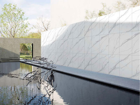 600x1200mm Carrara Putih Mat Antique Curtain Wall Porcelain Tiles Untuk Proyek Dan Hotel