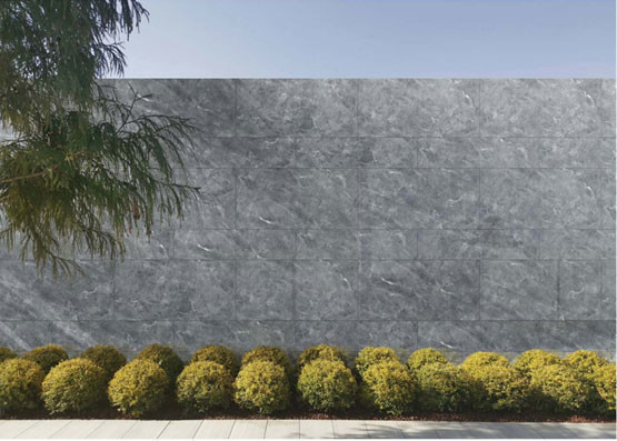 Firebrick 600x1200mm Grey Matte Curtain Background Wall Tile Untuk Desain Luar Ruang Dan Proyek