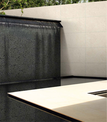 Hitam 600x1200mm Half Polished Finish Matte Curtain Wall Porcelain Tile Untuk Teras Dan Proyek