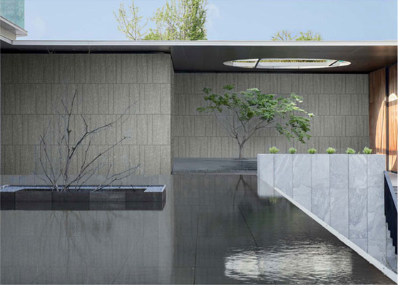 Dark Gray tahan lama dan tahan asam 600x1200mm Flame Finish Matt Curtain Wall Porcelain tebal ubin untuk taman dan alun-alun