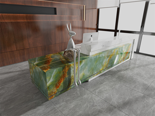 Emerald Green 1420x2700mm Lapisan Batu Sinter Polished Untuk Meja Dapur Dan Meja