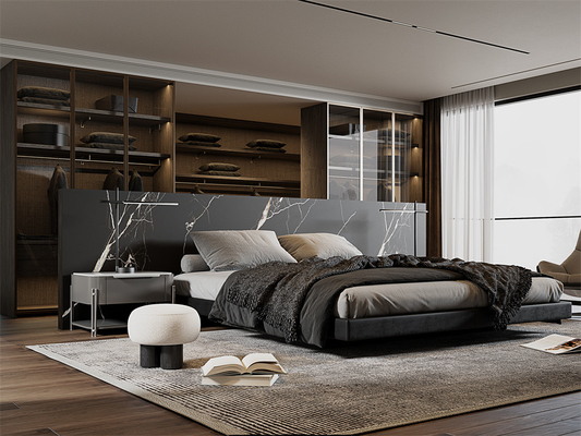 Lembaran Batu Sinter Hitam Matt 1420x2700mm untuk Ruang Tamu