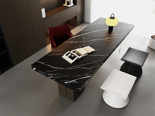 Matt 1420x2700mm Black Sintered Stone Slabs untuk ruang tamu dan meja