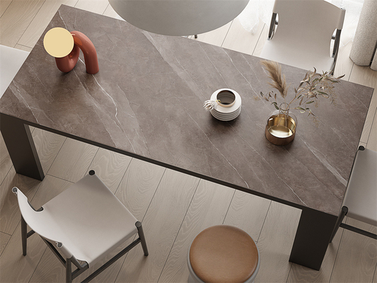 Anti-Slip Interior Lantai 1420x2700mm Gray Sandstone Matt Sintered Stone Slab Untuk Kamar Mandi