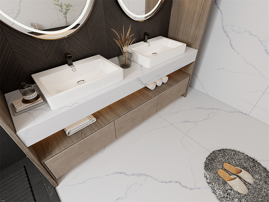 Lantai interior tahan asam Carrara Matt Slabs Batu Sinter Untuk Ruang Makan 1420x2700mm