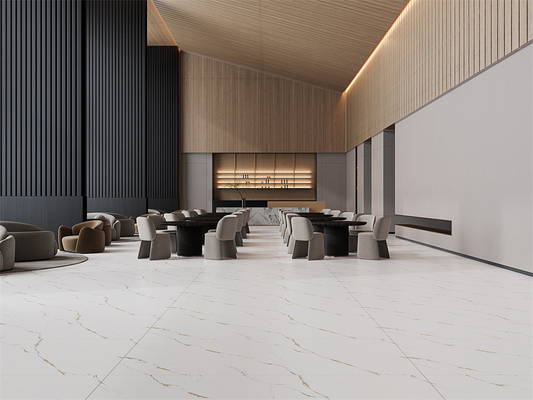 Kelas AAA Carrara 1420x2700mm Matte Sintered Stone Slab Untuk Ruang Makan