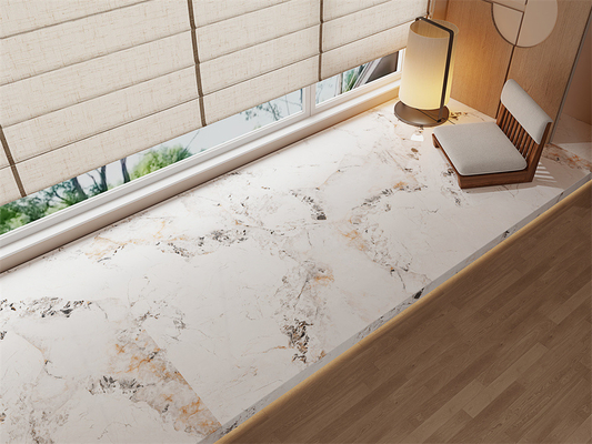 Lempengan Batu Sinter Kuning Halus 1600x3200mm Lantai Dalam Ruangan