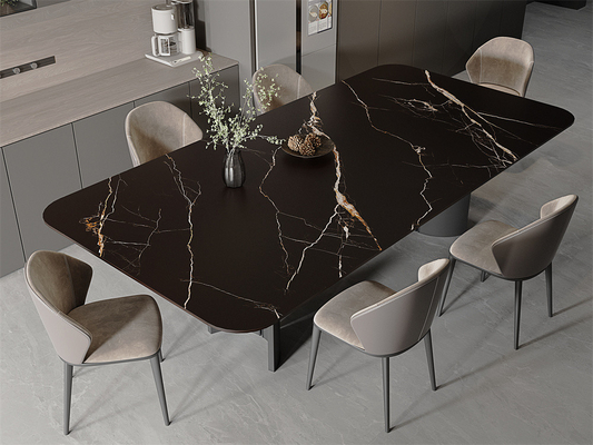 Hitam 1600x3200mm Big Slabs Dan Matt Glazed Porselen Sintered Stone Slab Untuk Desain Kamar Tidur