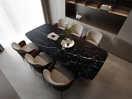 Black Matt Glassed Porcelain Sintered Stone Slab Dan 160x320cm Non-Slip Slab Marmer Untuk Ruang Makan