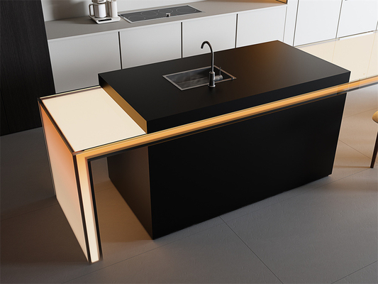 Lempengan Batu Sinter Hitam Matte 1600x3200mm untuk Dekorasi Interior