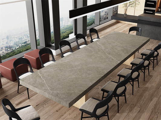 1600x3200mm Gray Matt Sintered Stone Slab untuk Desain Kantor