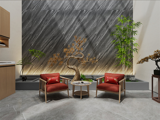 Gray 1600x3200mm Matte Sintered Stone Slab untuk dinding pusat perbelanjaan