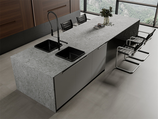 Lempengan Batu Sintering Lantai Dalam Ruangan Abu-abu Terang 1600x3200mm Untuk Dekorasi