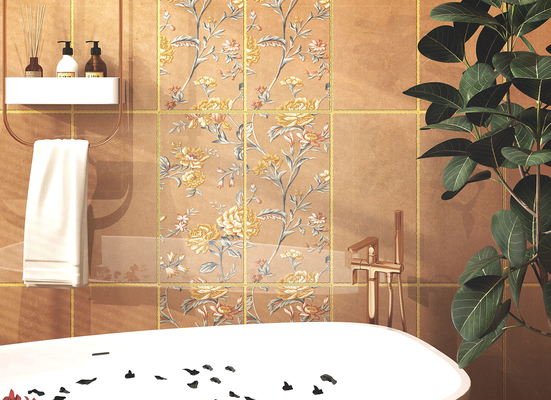 Kelas AAA Anti-Slip 30x60cm Layar Permukaan Keramik Wall Tile Untuk Restoran Brown