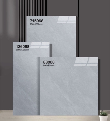 Peti Porselen Kaca Polished 600x1200mm tahan lama dan keramik lantai interior abu-abu untuk kantor dan kamar mandi