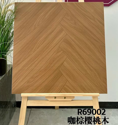 Herringbone 600x600mm Brown Keramik Kayu Tile Dan Vintage Floor Tile Untuk ruang tamu