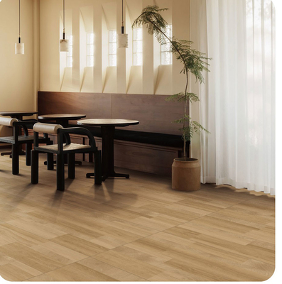 Ubin Porselen Tampilan Kayu Coklat 600x1200mm Grade AAA