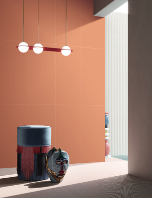Orange Indoor Wall Matt Soft Glazed Porcelain Tile Dan Anti-Slip Tiles Untuk Dekorasi Kamar Tidur