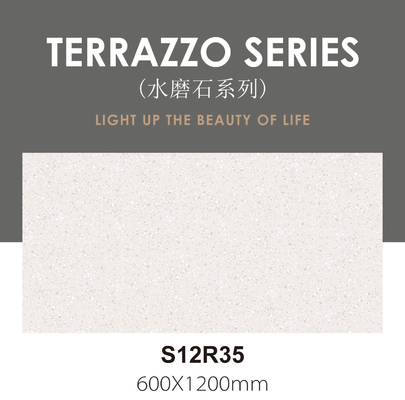 Tekstur 60x120cm Terrazzo Putih Lantai Dalam Ruang Lantai Dekorasi Porselen Kaca Lembut Untuk Kamar Mandi