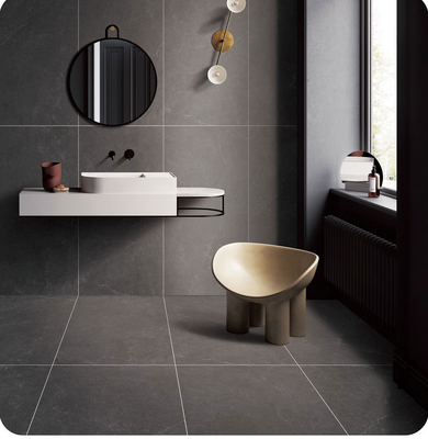 Non-Slip Dark Gray Soft Glazed Interior Floor 600x1200mm Vintage Porselen Tiles Untuk Dapur