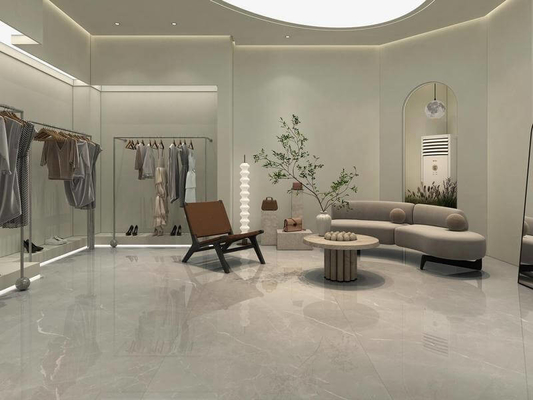 Lantai interior yang luar biasa tahan lama 1200x1200mm Gray glazed polished porselen untuk kamar mandi dan kamar tidur