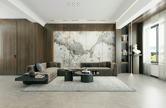 Vintage Dekoratif 900x1800x9mm Dinding dan lantai luar Lantai Porselen Polished Kaca Untuk Renovasi Proyek