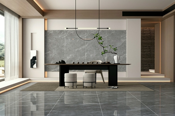 Modern W.A 0.5% tahan goresan abu-abu Di dalam dinding dan lantai Porselen Kaca Polished Tile 900x1800x9mm Untuk dekorasi Dan restoran