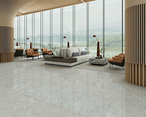 Anti-Slip No Fade Outside W.A 0.5% Lantai Porselen Kaca Polished Tile 900x1800x9mm Untuk Mal Perbelanjaan Dan Dapur