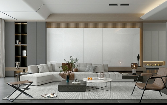 Dekoratif 900x1800x9mm Vintage Gray Outdoor Wall Dan Indoor Floor Kaca Polished Porcelain Tile Untuk Hotel