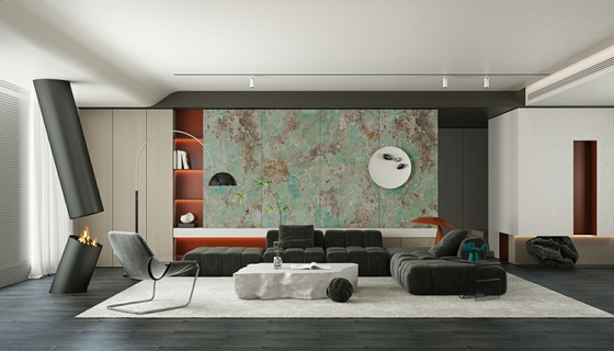 Tahan asam hijau tahan air 900x1800x9mm Lantai luar Porselen Kaca Polished Tile Untuk pembangunan kembali dan pusat perbelanjaan