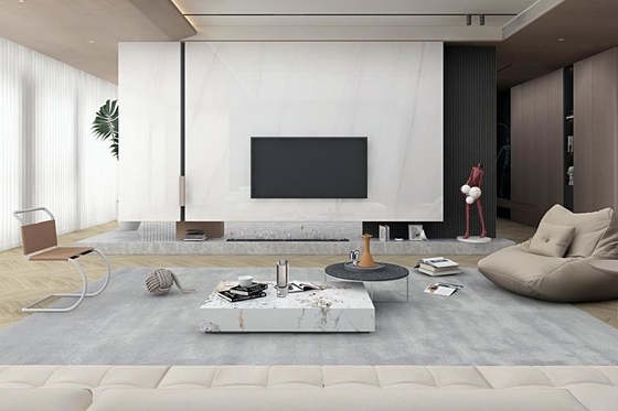 Carrara White Indoor Floor Tile Polished Glazed Porcelain Tile Untuk Desain Interior Dan Ruang Tamu 900x1800x9mm