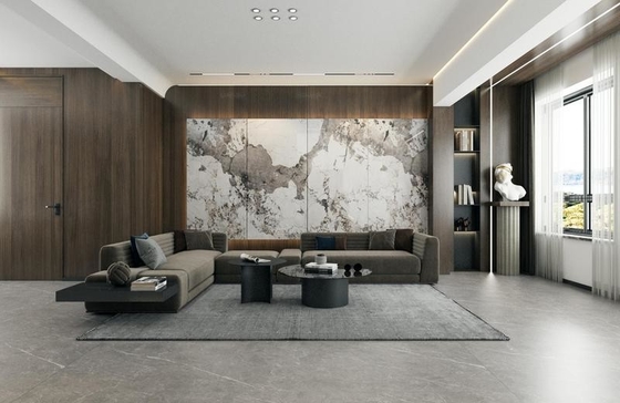 Marmer Lihat Lantai Dan Tembok Genteng 900x1800x9mm No Fade Polished Kaca Porselen Genteng Untuk Ruang Tamu