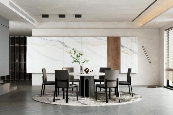 Carrara Putih yang luar biasa Porselen Polished Kaca Lantai Indoor dan Anti-Slip Tile Untuk Ruang Makan Dan Kantor 900x1800x9mm