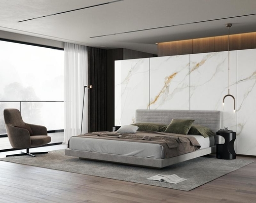 Peti Porselen Kaca yang Dipoli tahan aus Carrara Peti Dekorasi Lantai Indoor 900x1800x9mm Untuk Interior Dan Dapur
