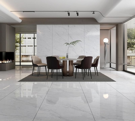 Anti-slip dinding interior yang menakjubkan Kaca porselen berlapis 900x1800x9mm Untuk apartemen dan abu-abu terang Elegant tahan aus ubin Untuk desain