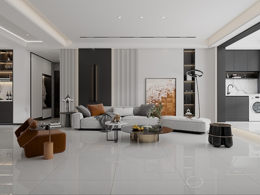 Grey 800x800mm Polished Kaca Porselen Jubin untuk ruang tamu