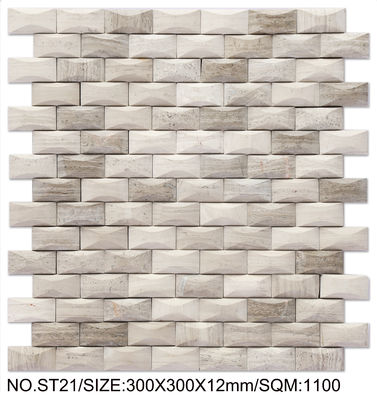 Waterproof Dan Anti-Slip Beige 300x300mm Batu Alam Mosaik Untuk Dekorasi Dan Bangunan