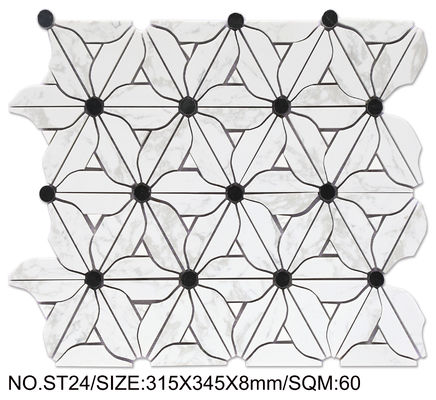 Bunga Elegant 315x345mm Batu Alam Mosaik Untuk Ruang Makan Dan Renovasi