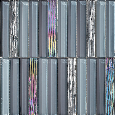 Mosaik Kaca Dinding Interior Abu-abu 300x300mm yang Dekoratif dan Bergaya untuk Apartemen dan Proyek Renovasi