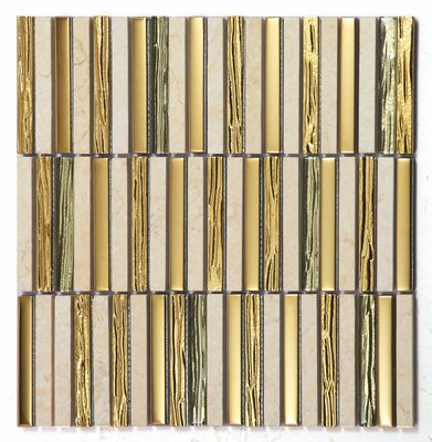 Tahan asam dan antibakteri Kuning 282x294mm Mosaik Batu Alam Untuk Kantor Dan Kamar Mandi