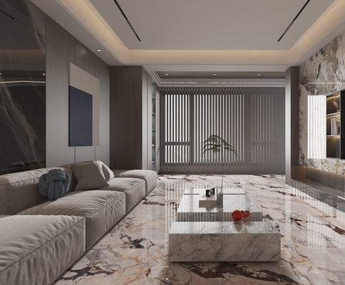 Ubin Porselen Mengkilap Dalam Ruangan Elegan Tahan Asam Cokelat 1000x1000mm Untuk Balkon