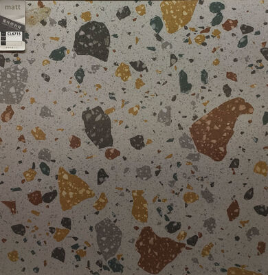 Ubin Lantai Keramik Terrazzo Beige 600x600mm Bergaya untuk Apartemen dan Ruang Tamu